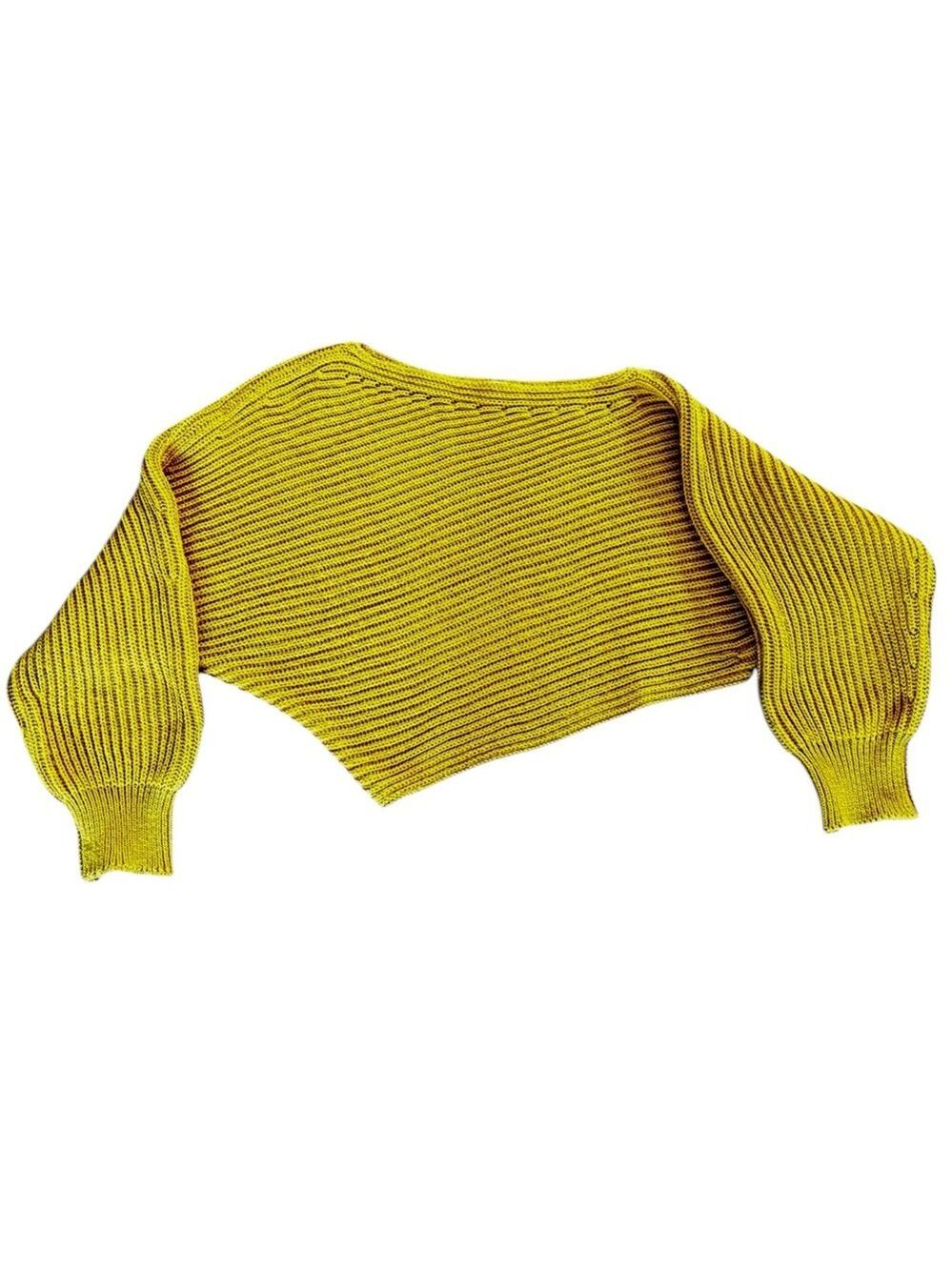 Happyberry Mustard Knit Cropped Sweater Size Small